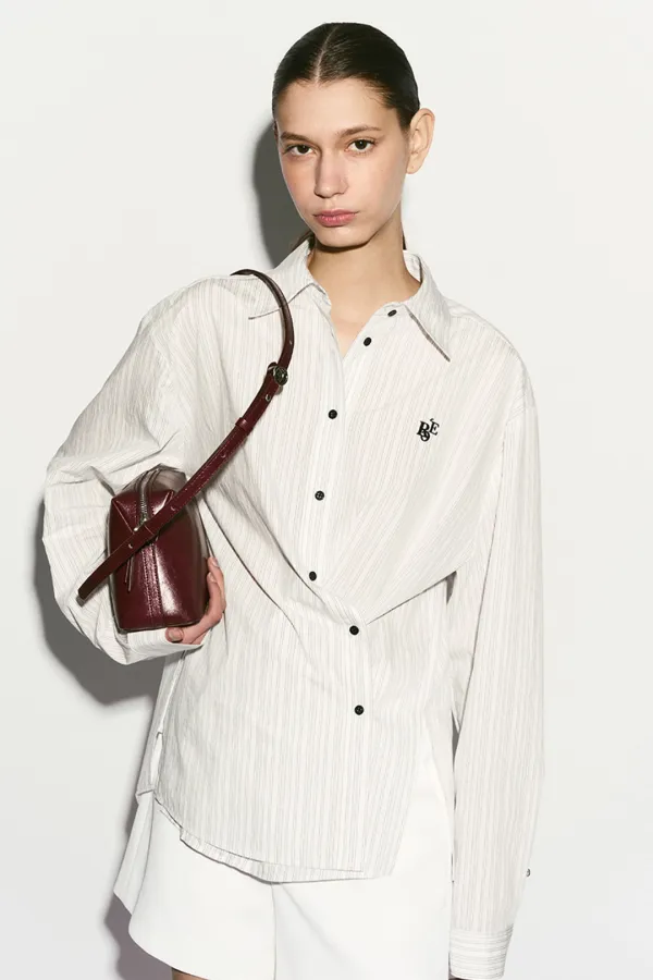 SIDE BUTTON STRIPED SHIRT