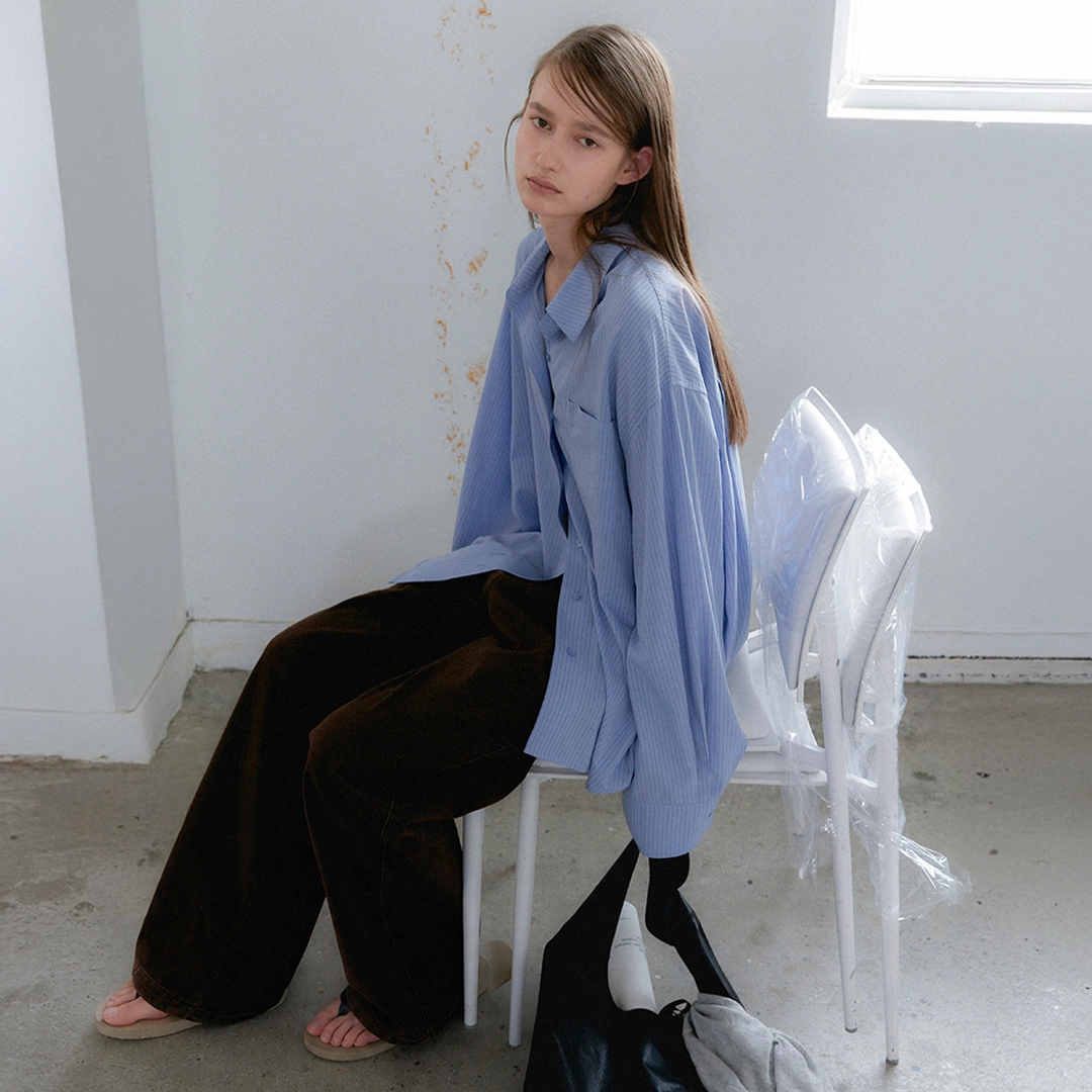 아뜰리에 나인 (BL-4443)AN STRIPE OVERSIZED SHIRT 상품 이미지 1