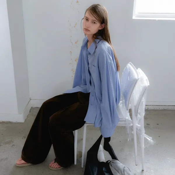 (BL-4443)AN STRIPE OVERSIZED SHIRT
