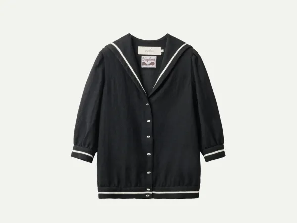Via Sailor collar blouse (Black)