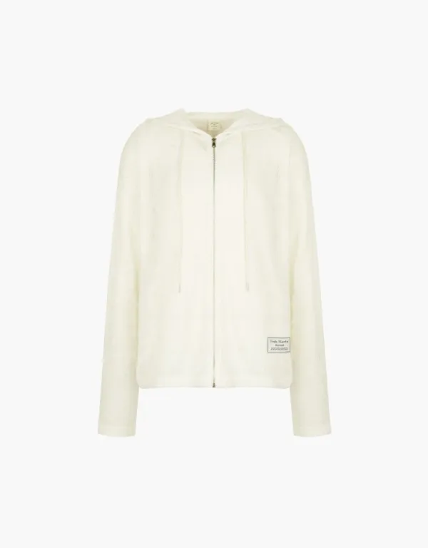 skashi knit hooded zip-up - oatmeal