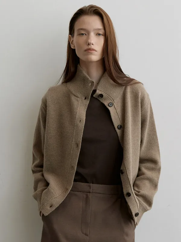CAMEL HIGH NECK COLLAR KNIT_2COLOR