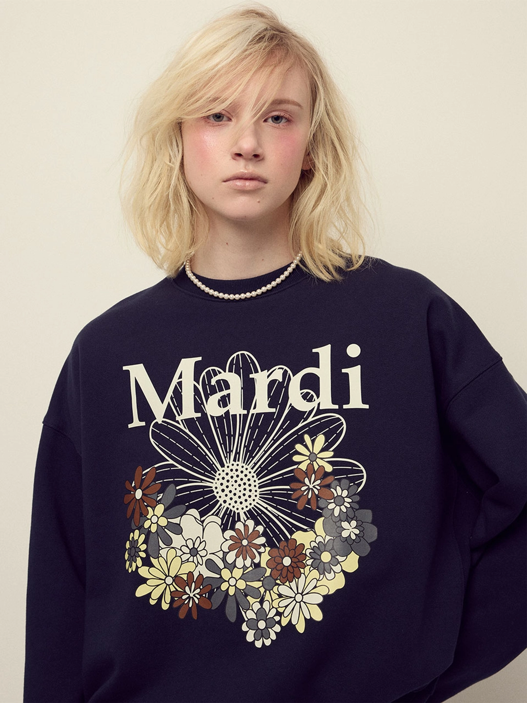 마르디 메크르디 SWEATSHIRT FLOWERMARDI JARDIN_NAVY IVORY 상품 이미지 1