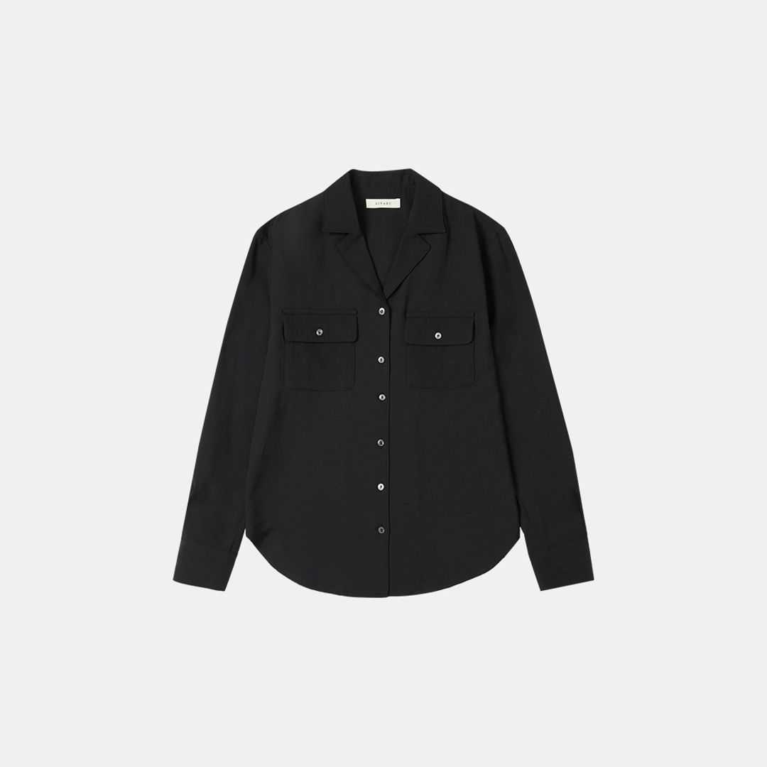 시야쥬 SITP5207 오픈 카라 포켓 셔츠_Black 상품 이미지 1