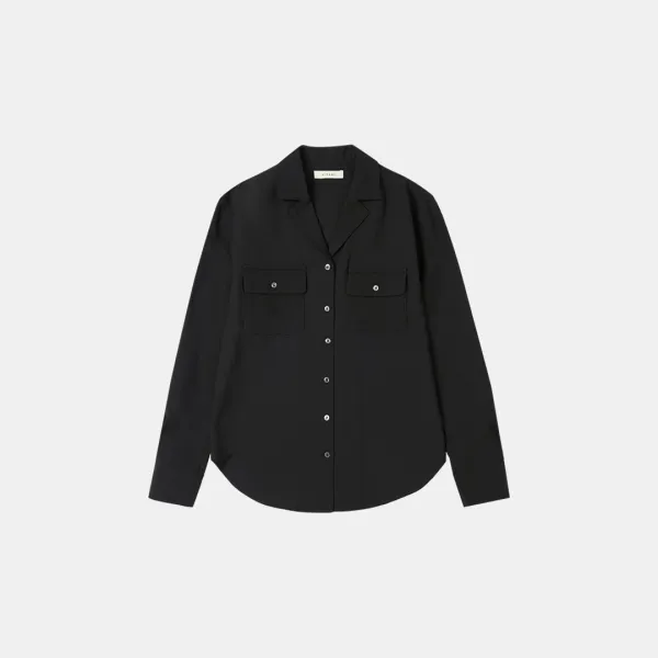 SITP5207 오픈 카라 포켓 셔츠_Black