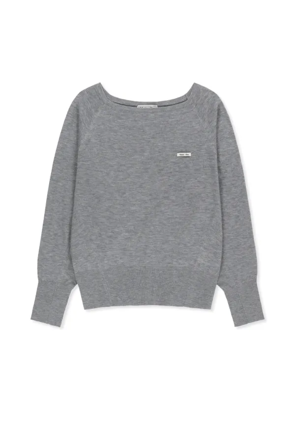 BETWING FIT BOAT NECK KNIT PULLOVER IN GREY