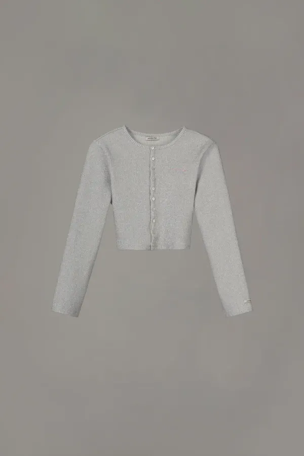 GLITTERY JERSEY CARDIGAN_METAL SILVER