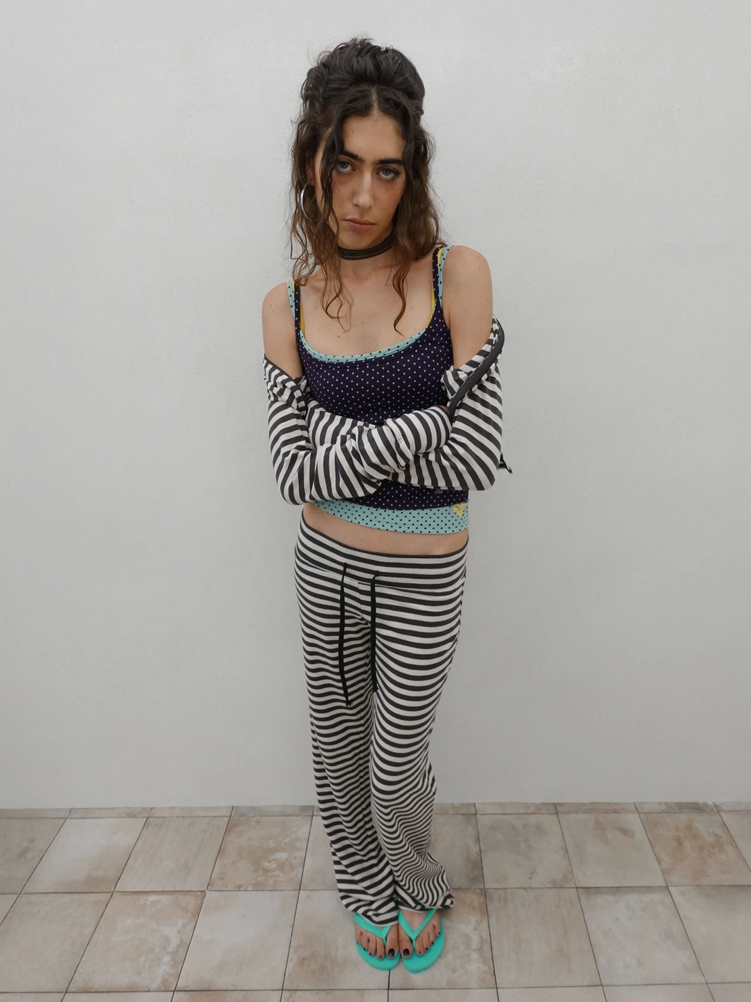 스컬프터 Classic Striped Jersey Zip-Up Charcoal 상품 이미지 2