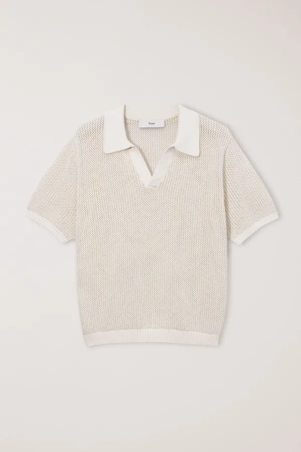 UNISEX CHUNKY POLO KNIT IVORY_UDSW6B126IV