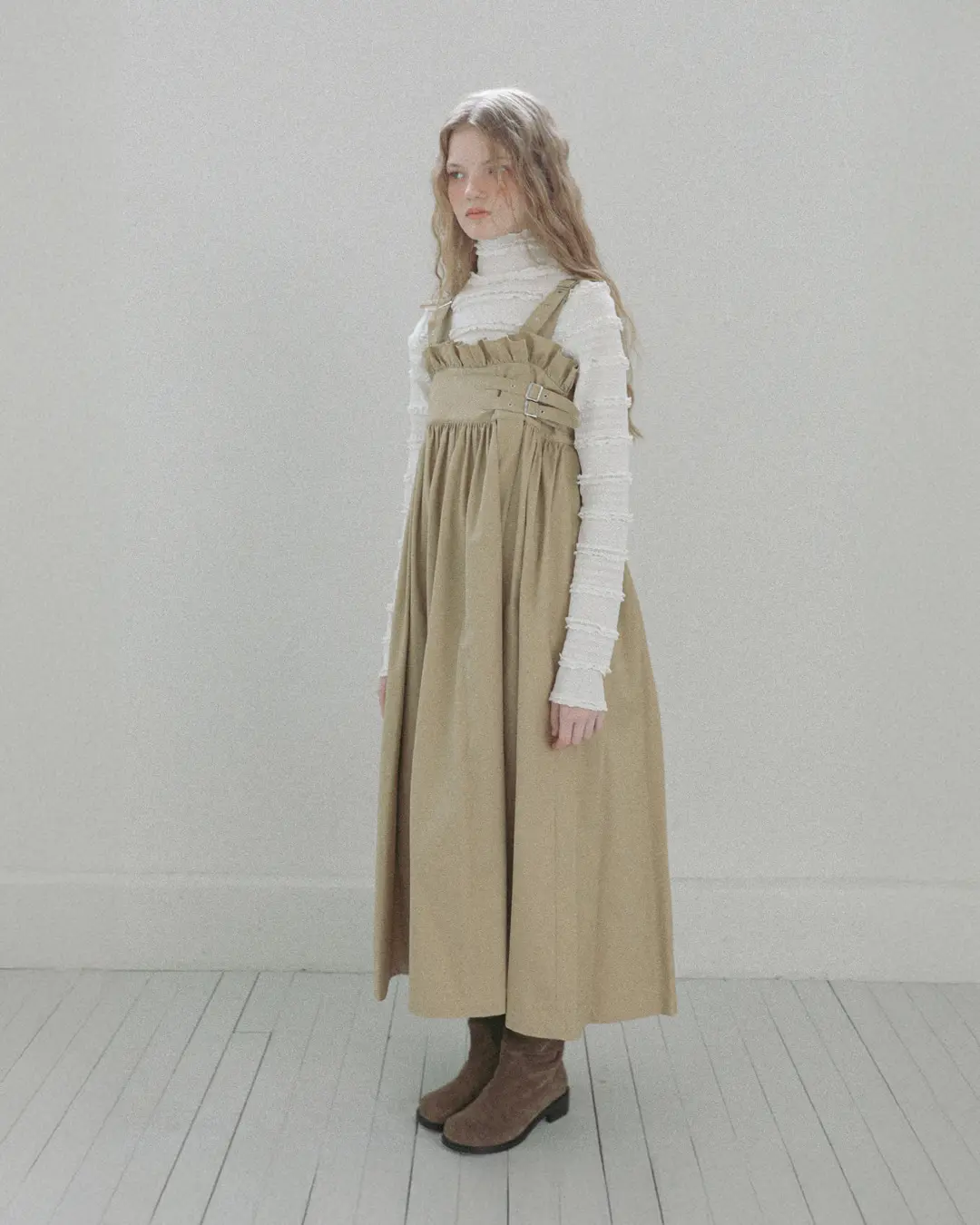 플레따 [Exclusive] flétta 97_Buckle Frill Dress_Camel 상품 이미지 3