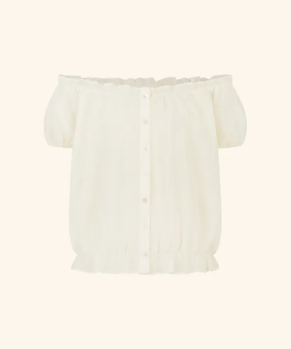 [6/12 순차배송] Dual Banding Two-Way Blouse (Cream)