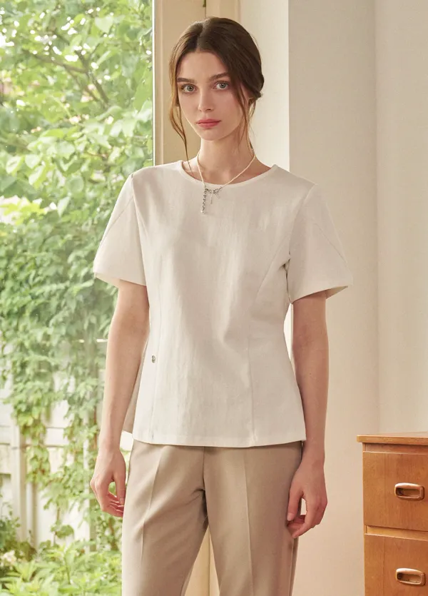  [44-120]  Iberis Slit Line Tee  이베리스 슬릿 라인 티 (여름-데일리룩-출근룩-데이트룩-캐주얼룩-하객룩-클래식룩-반소매-절개-트임-슬림핏-빅사이즈-자체제작) 