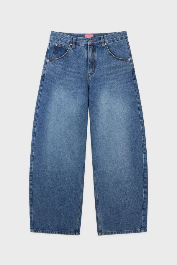 Balloon Fit Check Heart Denim (Blue)