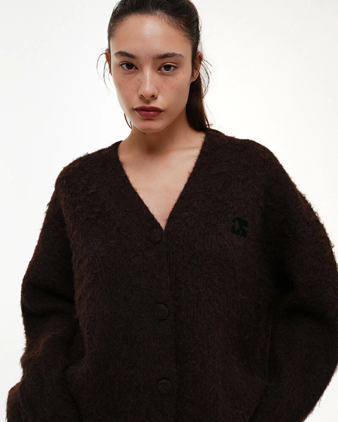 센토르 CENTAUR BULKY BRUSHED WOOL CARDIGAN_BROWN 상품 이미지 2