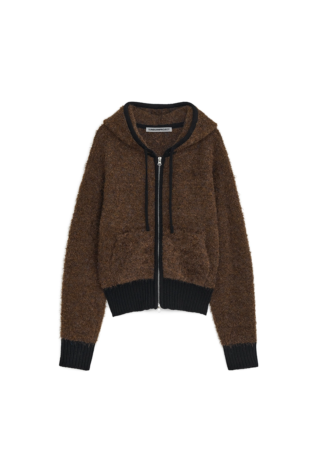 썬번프로젝트 BOUCLE KNIT HOODIE ZIP-UP, BROWN 상품 이미지 1