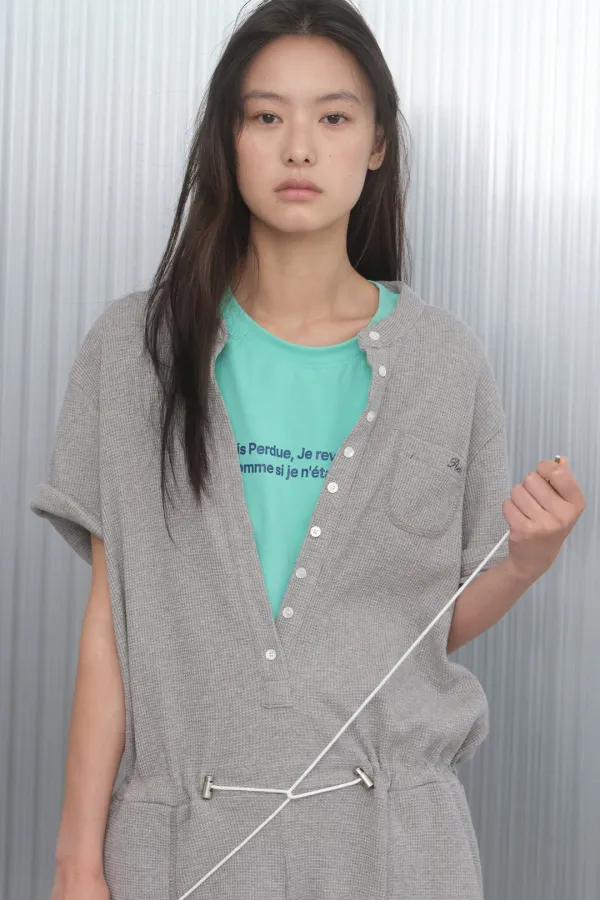 WAFFLE ROMPER_melange gray