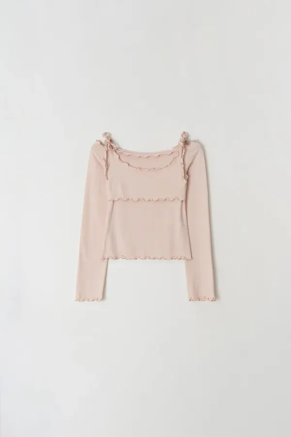 Bustier Off-Shoulder T-shirt (pink)