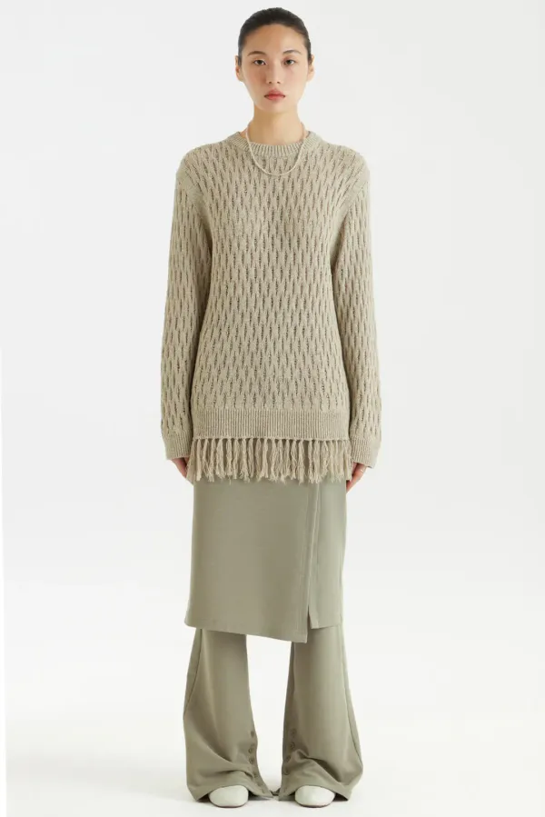 Tassel Crewneck Knit Top