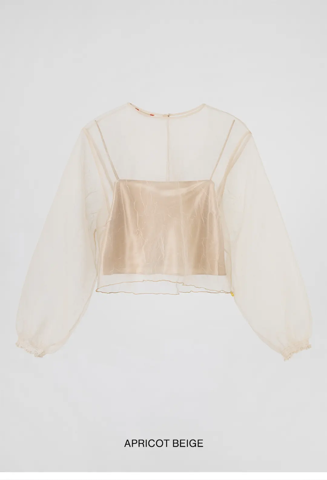 오버듀플레어 [SLIP TOP SET]ORGANDY BALLOON BLOUSE_APRICOT BEIGE 상품 이미지 3