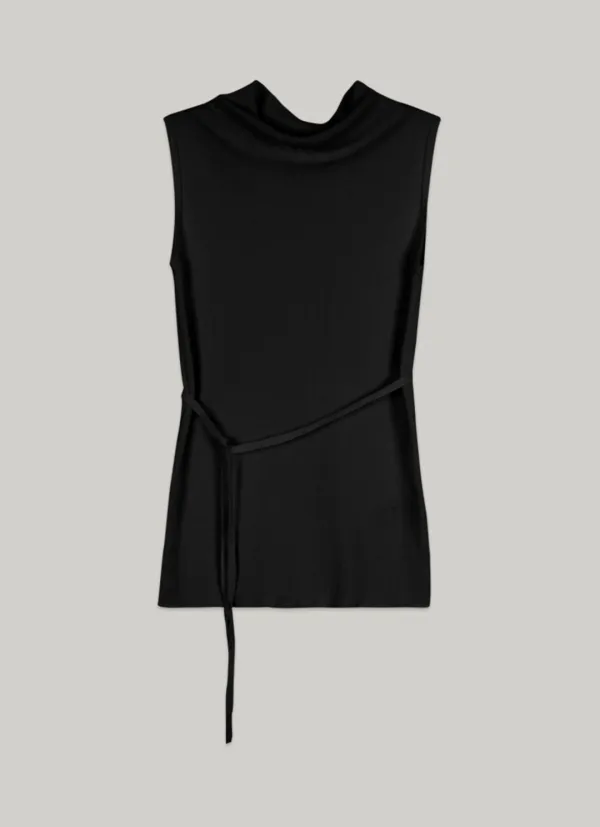 comos 1467 cotton drape neck sleeveless knit (black)