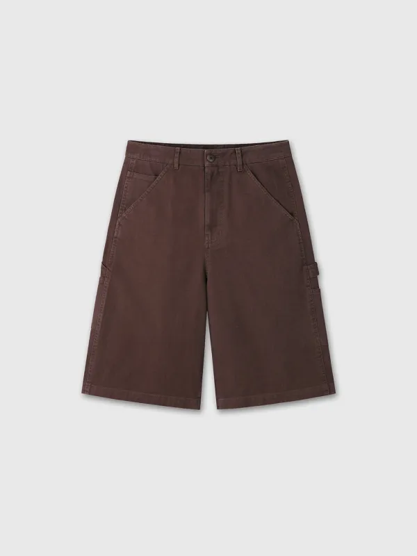 (W) COTTON RELAXED UTILITY SHORTS_ BURNT MARRON