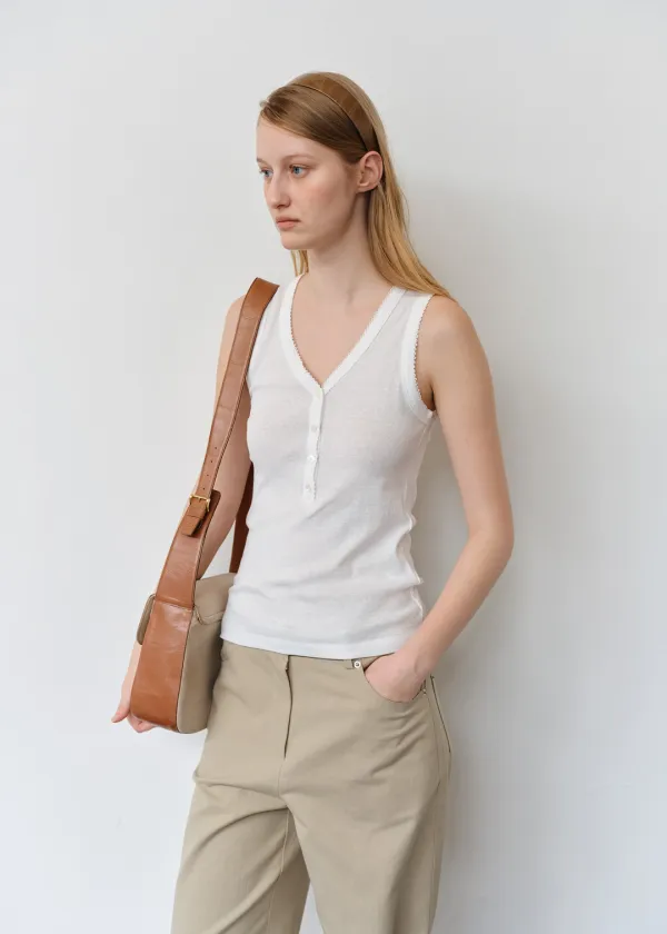 Pincoat Button Sleeveless Top(Ivory)