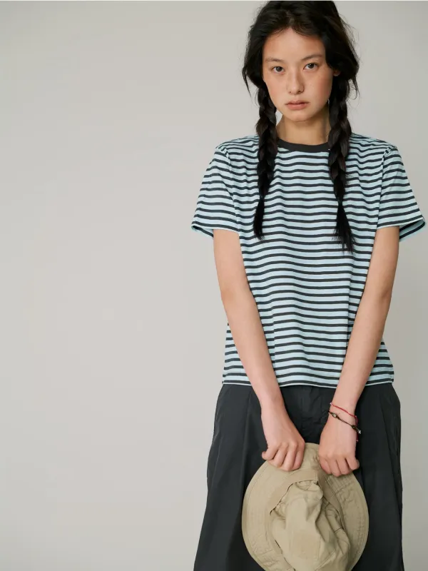 Tacit stripe t-shirt_Sky blue
