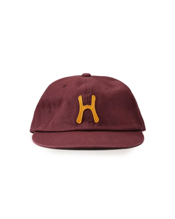 H Logo Cotton Relaxed Fit 6Panel Cap_Burgundy