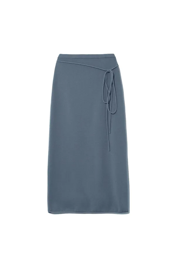 CASHMERE BLEND KNIT SKIRT [SMOKE BLUE]
