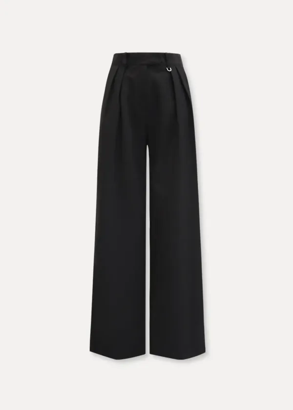 CHIXLABEL H 제인 투턱 와이드 팬츠 - Black