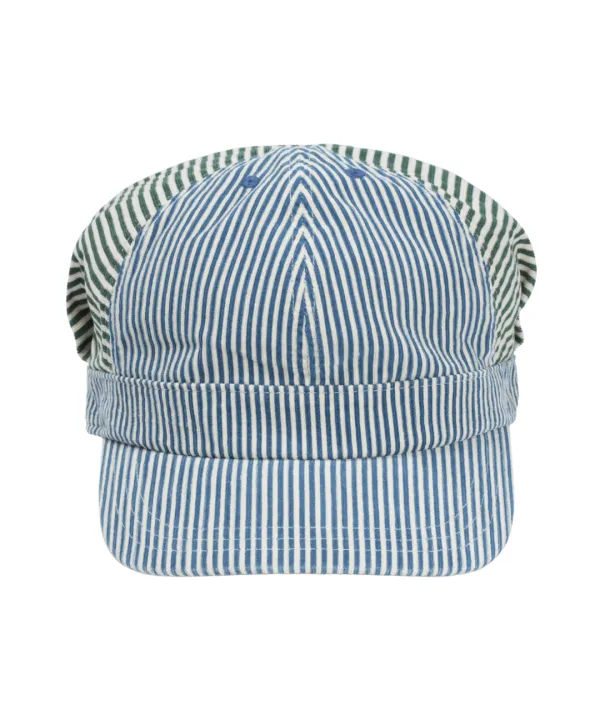 STRIPED PINTUCK PUFF CAP GREEN