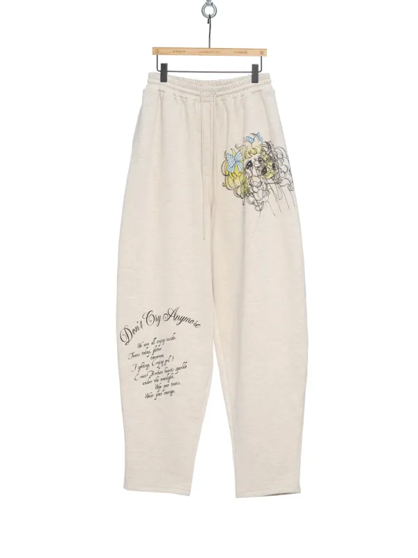 PF25 LIGHT BEIGE CRYING GIRL TAPERED SWEATPANTS