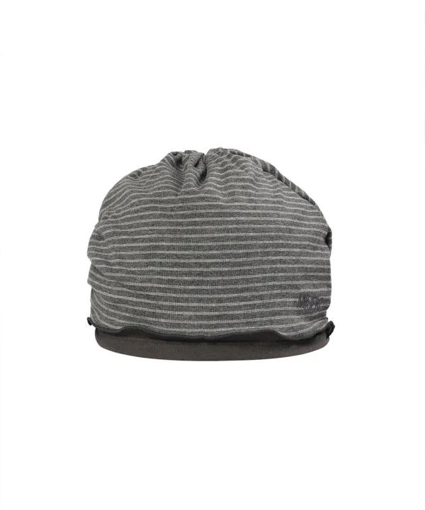 KIBON layered stripe beanie CHARCOAL