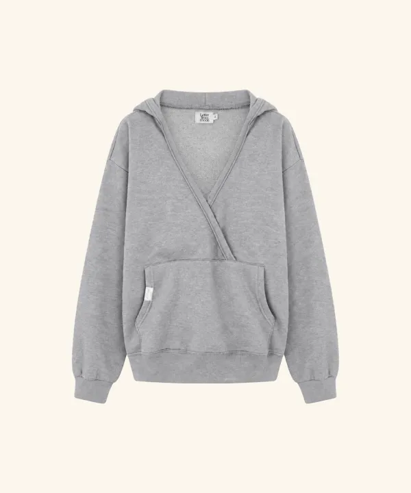 Letters Muse V-Neck Hoodie (Melange Grey)