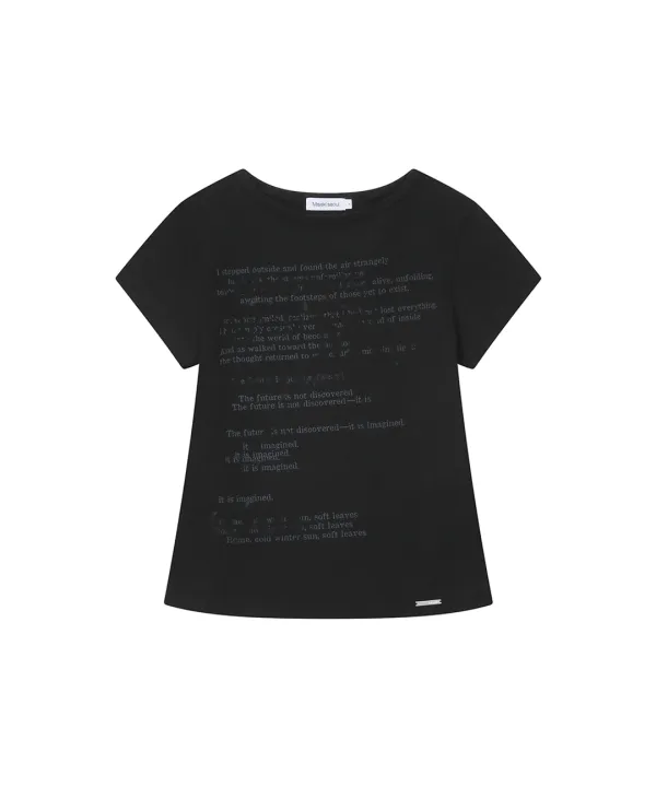 [레이 PICK] Blur quote short sleeve BLACK