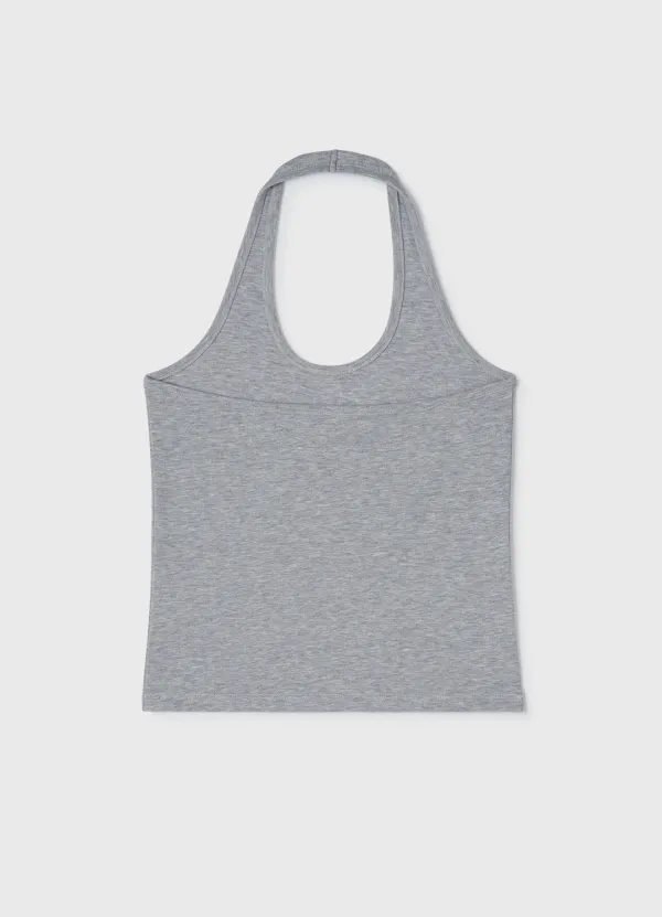Cotton Halter Neck Top / Gray