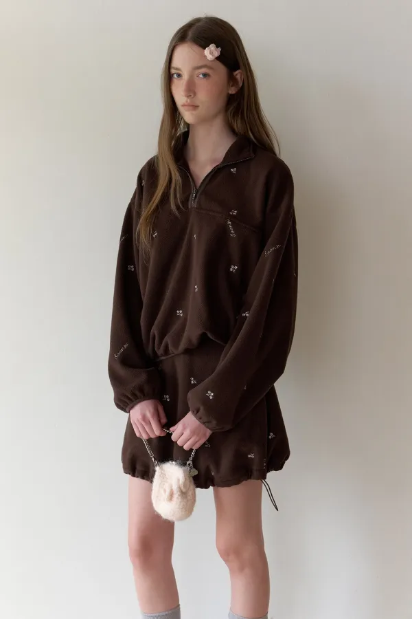 (3rd Re-stock) Silvery Fleece Skirt (Brown)