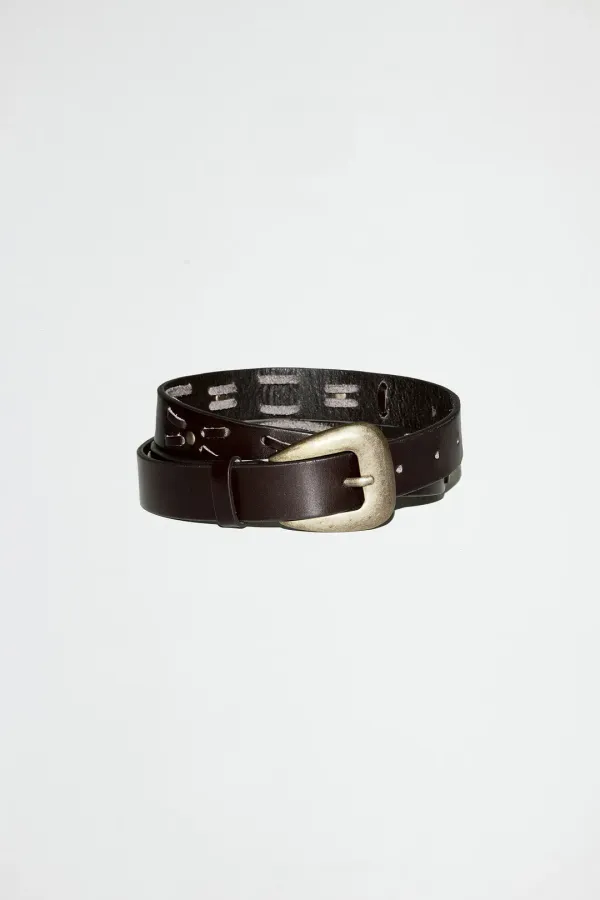 TWIST WESTERN LEATHER BELT - BROWN