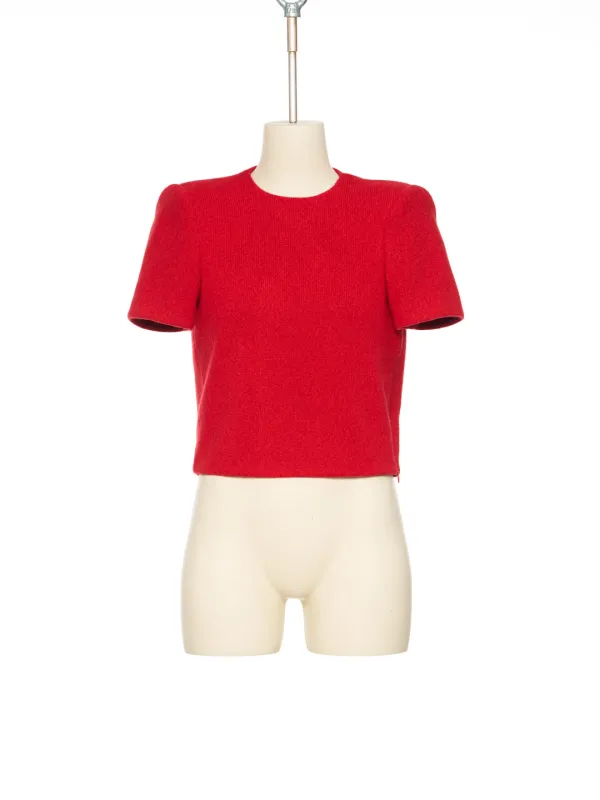 FW25 RED CURVY SHOULDER KNITTED TOP