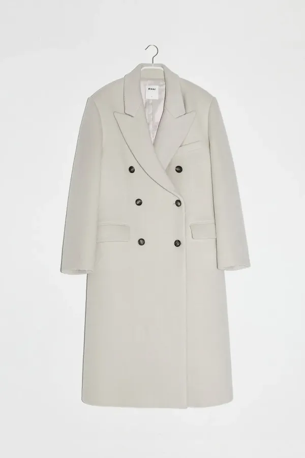 DOUBLE BREASTED TAILORED COAT - IVORY