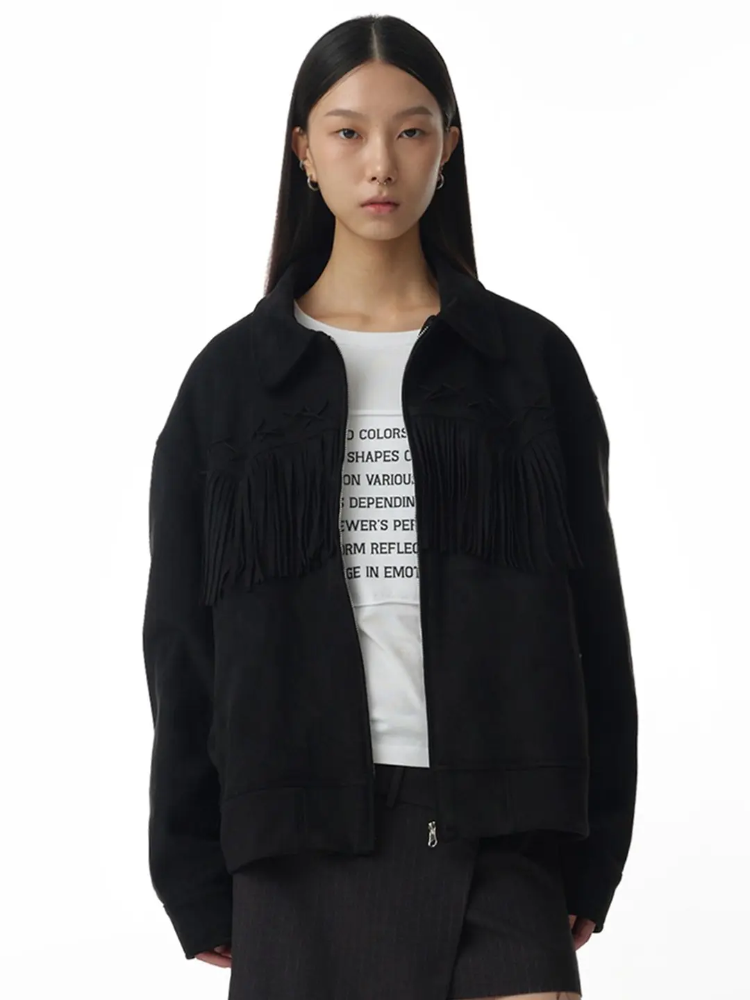 밀로 우먼 Fringe Western Jacket [Black] 상품 이미지 1