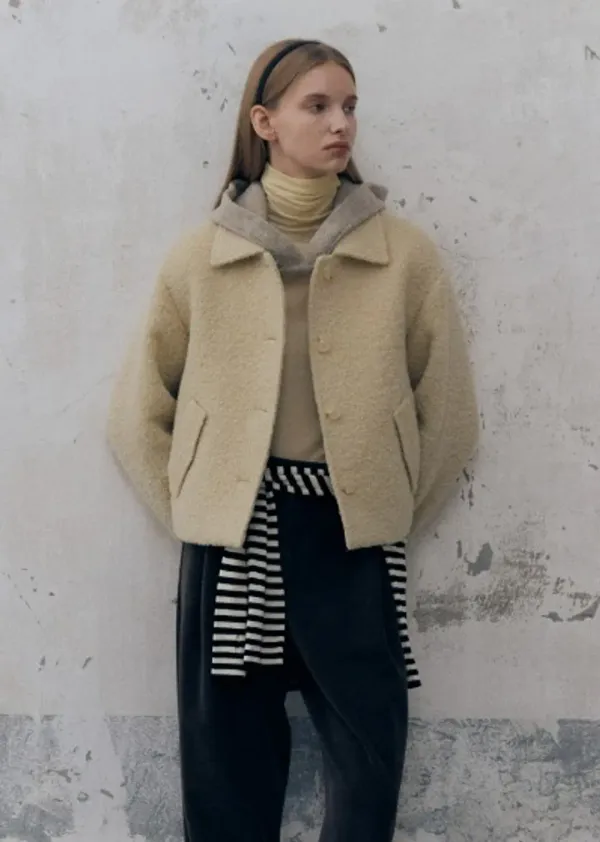 SINGLE CROP MAC JACKET (butter beige)
