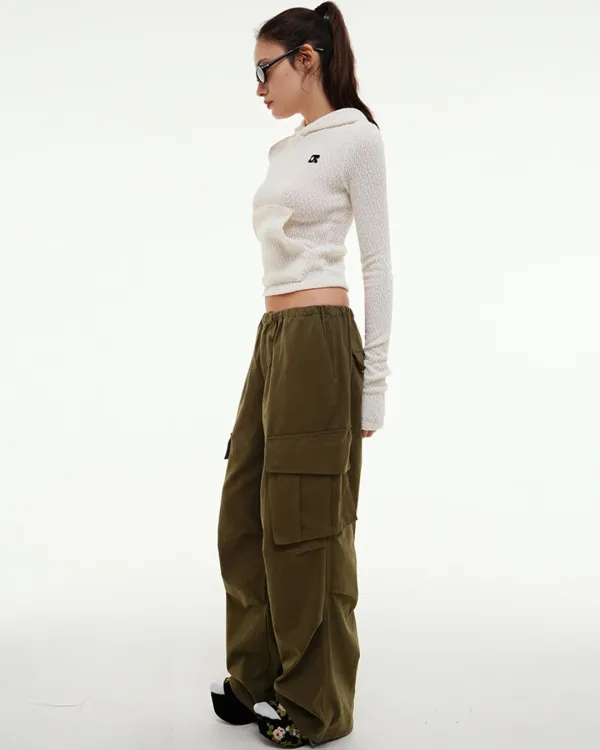 CENTAUR COTTON WIDE CARGO PANTS_KHAKI
