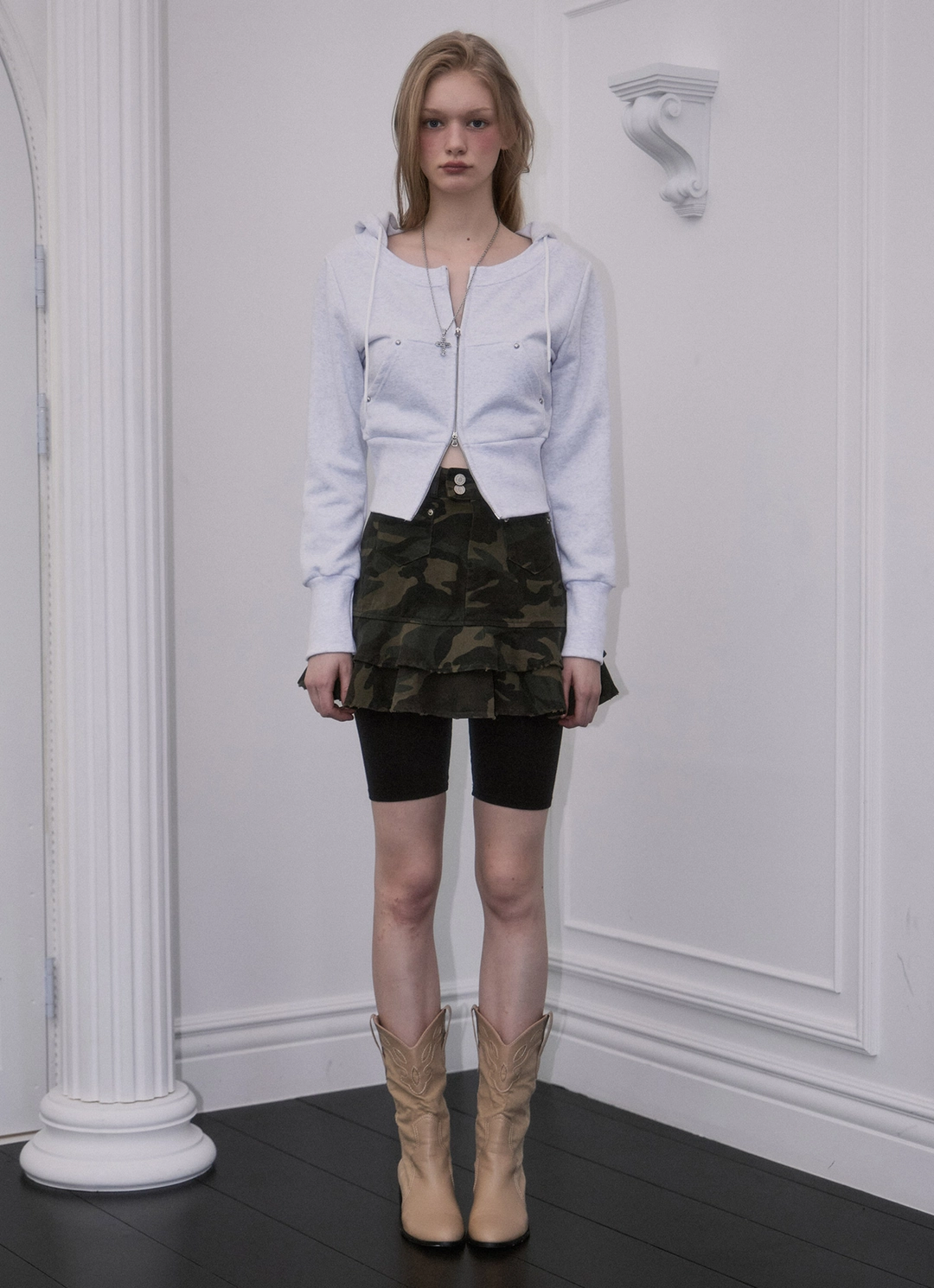 로제프란츠 Rebel Layer Frill Mini Skirt [Camo] 상품 이미지 2