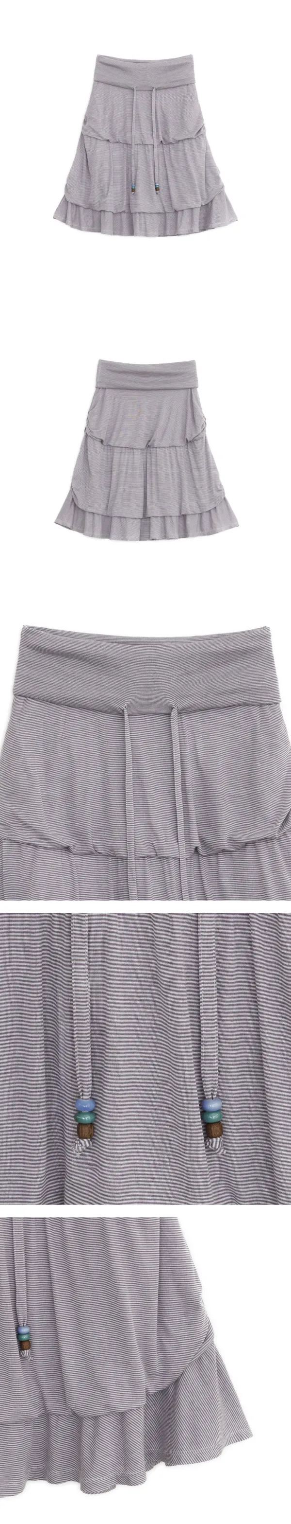 Stripe flayered midi skirt (Purple)
