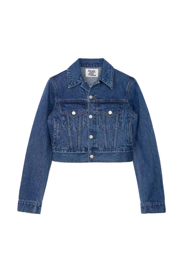 RR CROP DENIM JACKET - BLUE