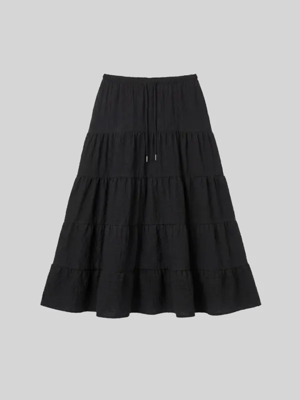 TORY TIERED MAXI SKIRT_BLACK