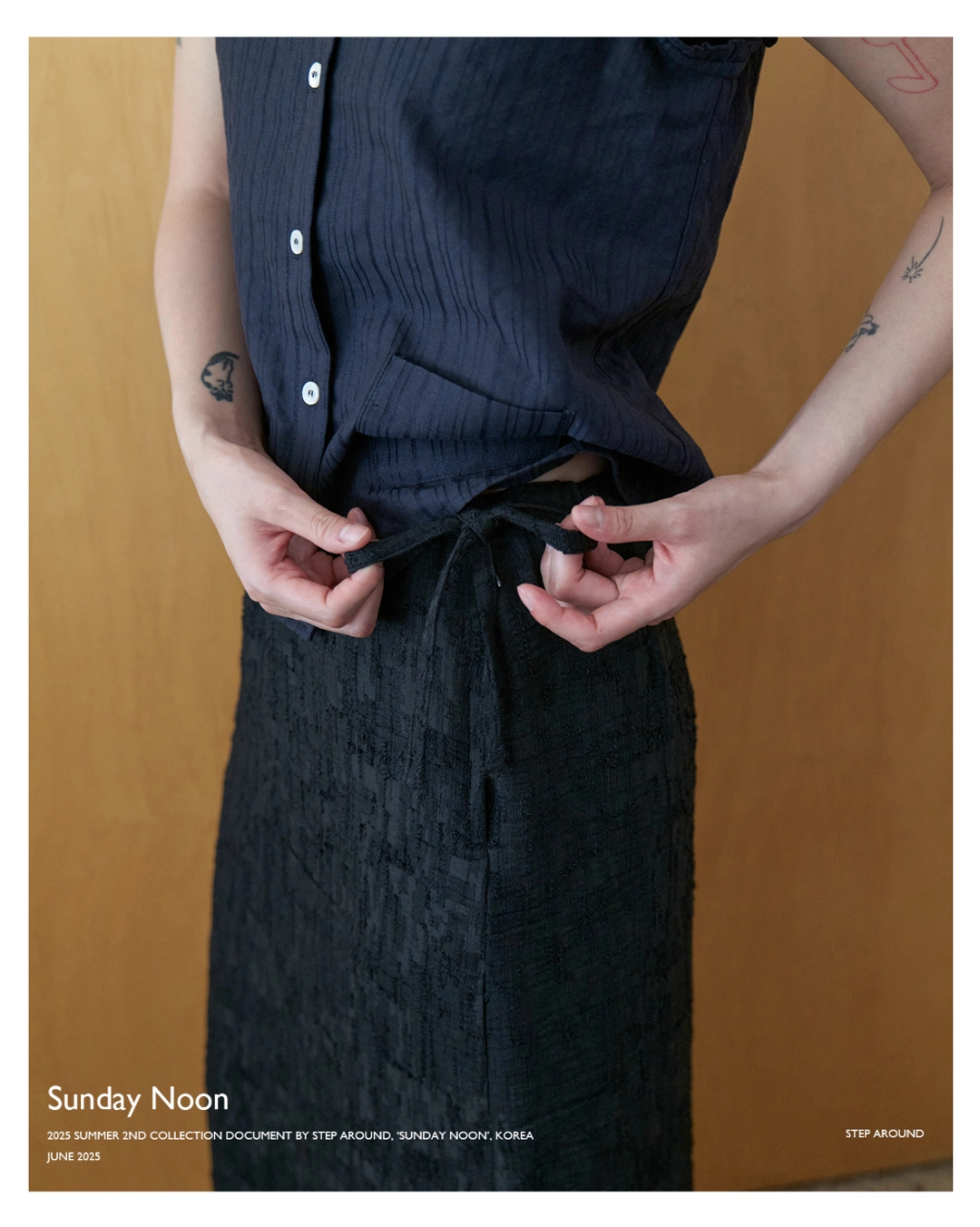 스텝어라운드 [1차] Tweed drawstring long skirt_BLACK 상품 이미지 2