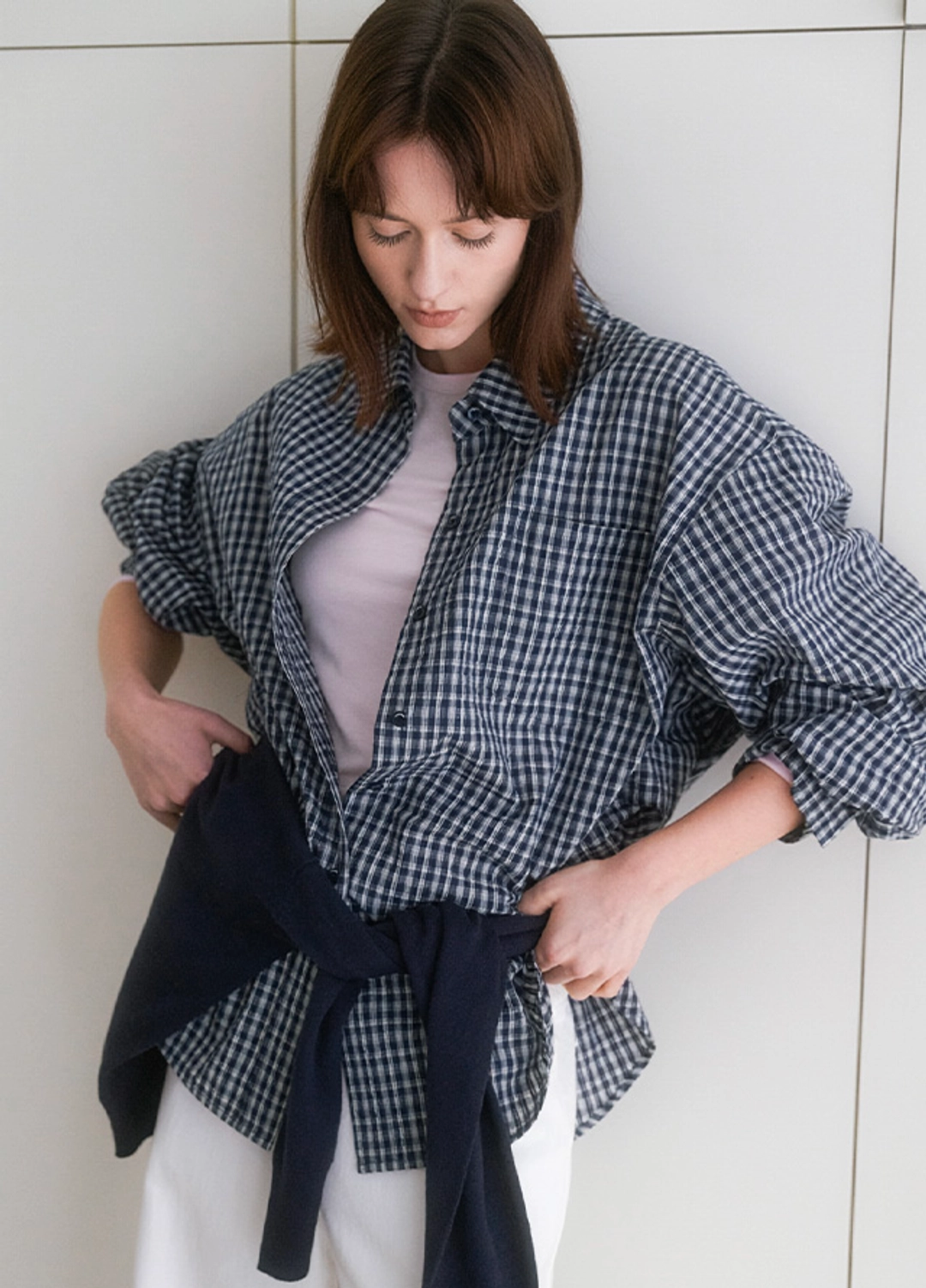 아뜰리에 나인 (BL-4387)EMBO GINGHAM CHECK OVERSIZED SHIRT 상품 이미지 2