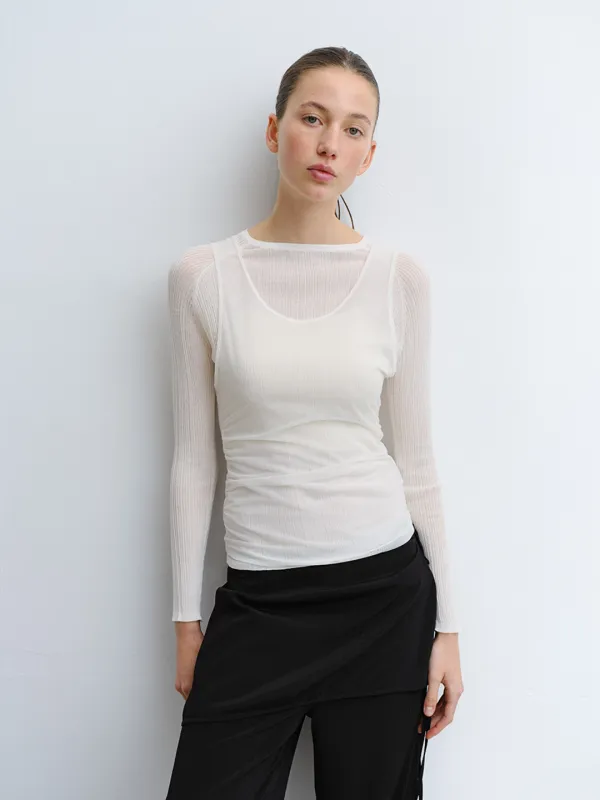 TVR RIBBED SILK KNIT TOP_IVORY